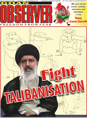 Front page of Goan Observer Issue depicting Mr. Jayesh Thali as 'Talibani'